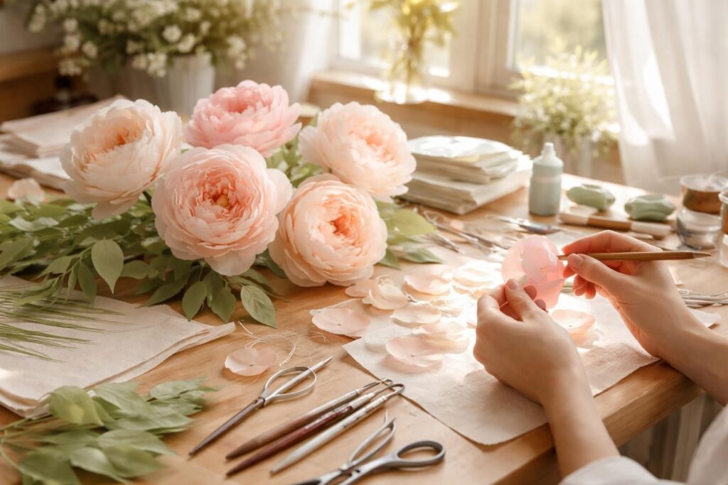 apprenez à créer des pivoines délicates en papier grâce à ce guide pas à pas facile à suivre, pour réaliser des fleurs éternelles et élégantes qui embelliront votre décoration.