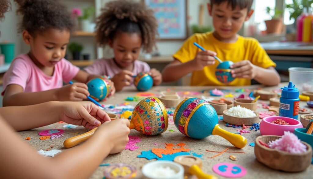 découvrez comment créer vos propres maracas lors d'une activité manuelle ludique et colorée, parfaite pour petits et grands. amusez-vous tout en développant votre créativité !