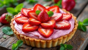 découvrez notre délice printanier avec une tarte aux fraises revisitée, alliant fraîcheur et gourmandise pour un dessert parfait de saison.