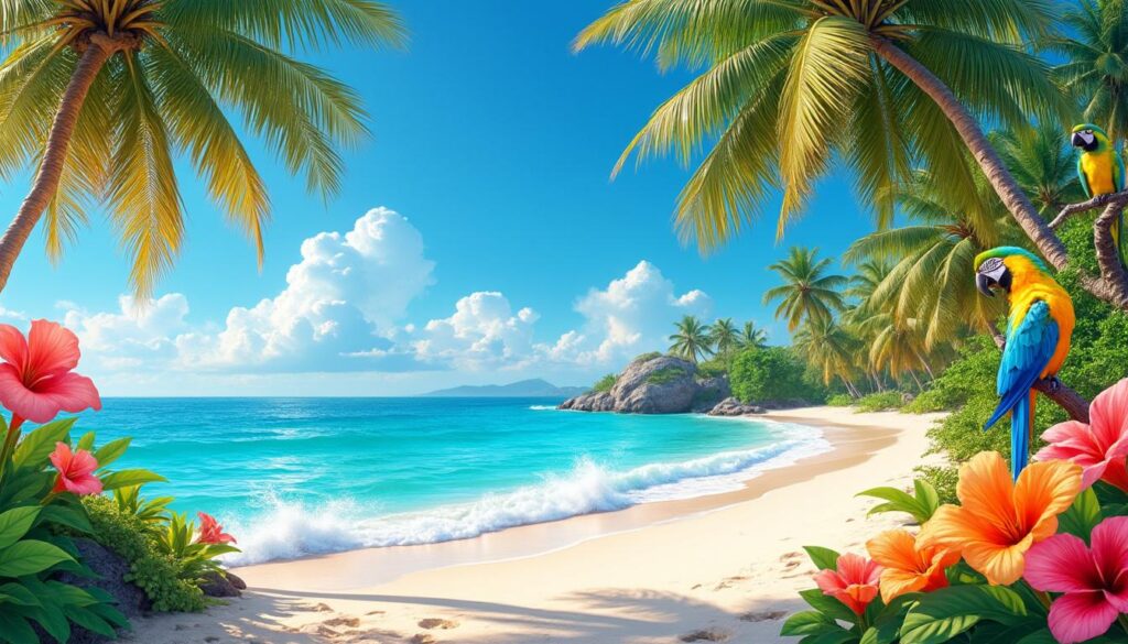 découvrez un fond d'écran tropical enchanteur pour apporter fraîcheur et ambiance estivale à votre écran cet été.