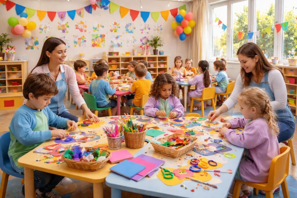 participez aux ateliers ludiques et créatifs pour le carnaval à la crèche, une occasion idéale pour éveiller l'imagination des enfants tout en s'amusant.
