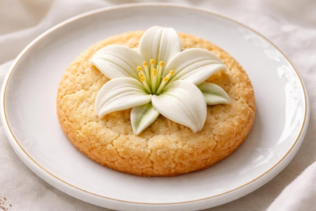 découvrez notre cookie à la fleur de lys blanche, alliant douceur et élégance pour une expérience gustative unique et raffinée.
