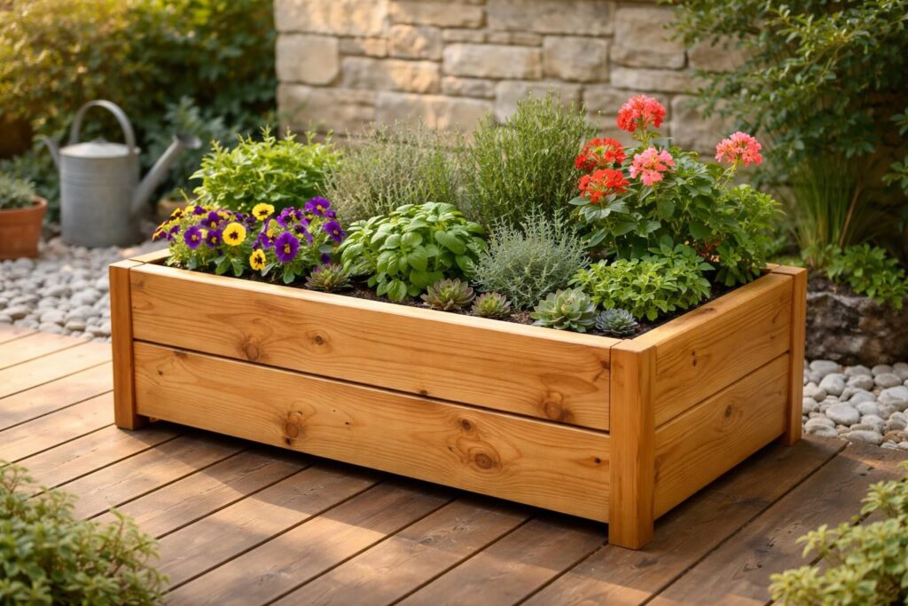 découvrez nos créations artisanales uniques : des jardinières en bois élégantes pour sublimer et personnaliser votre espace extérieur avec charme et authenticité.