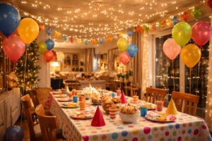 découvrez comment décorer une fête à la maison avec les guirlandes led lights4fun, des ballons colorés et des nappes festives pour une ambiance conviviale et joyeuse.