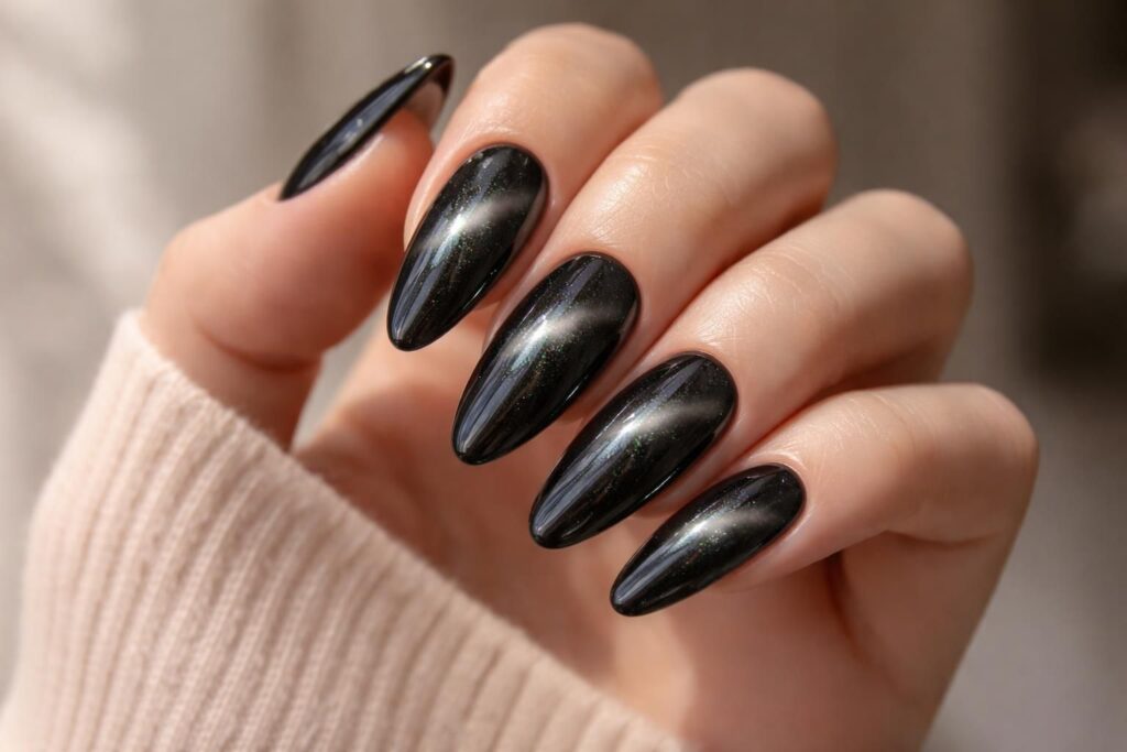 découvrez l'élégance hypnotique des ongles effet cat eye, une manucure tendance qui apporte profondeur et éclat à vos doigts pour un style unique et sophistiqué.