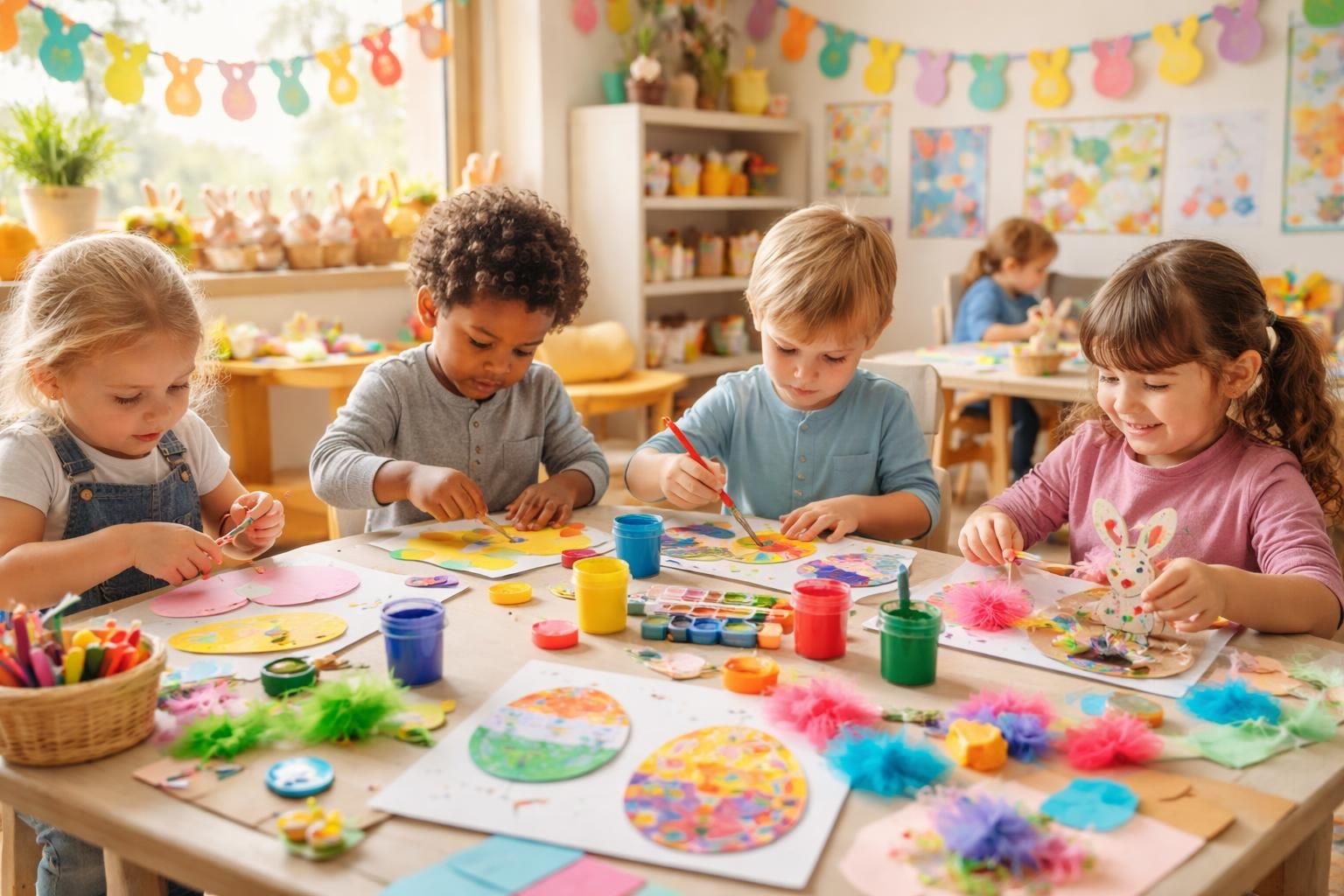 Kit Bricolage Pâques En Bois – 60 Pendentifs à Peindre Avec Peintures Et Pinceaux