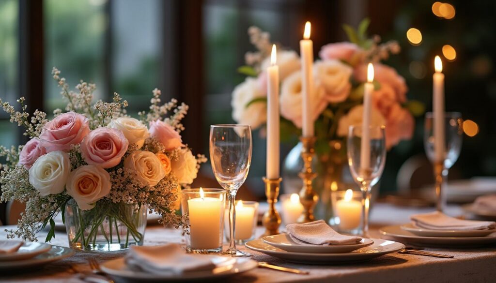 découvrez comment harmoniser fleurs et bougies pour créer une ambiance romantique parfaite lors de votre fête, avec des astuces simples et élégantes.