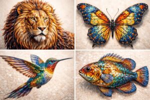 découvrez comment les animaux prennent vie à travers de magnifiques mosaïques colorées, alliant art et nature pour sublimer chaque création.
