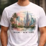 découvrez le t-shirt miami new yorker, une fusion stylée qui célèbre l'esprit urbain de deux icônes américaines emblématiques.