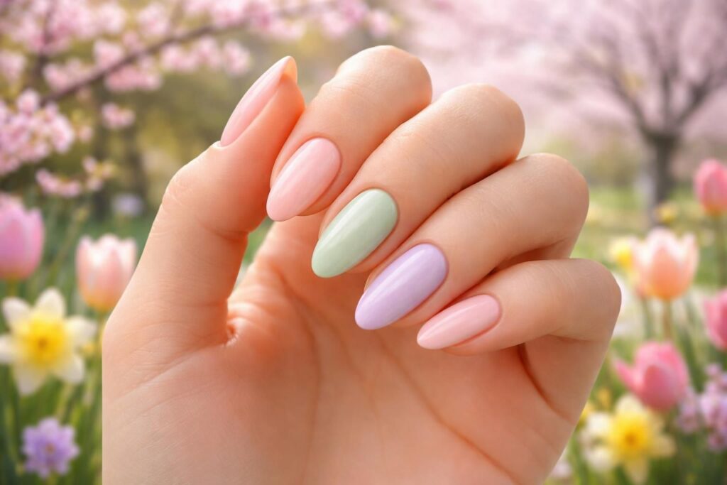 découvrez les dernières tendances de manucure printanière et sublimez vos ongles en forme amande avec des couleurs fraîches et des designs élégants.