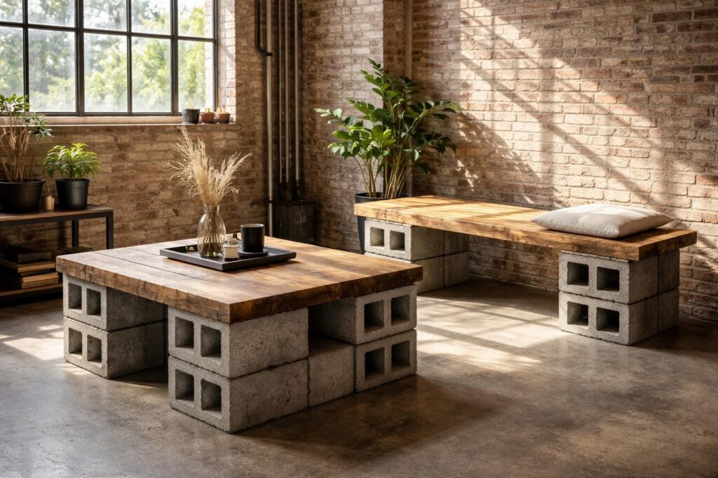 découvrez comment le mobilier en parpaings allie robustesse et créativité pour un design industriel unique et tendance, parfait pour un intérieur moderne et audacieux.