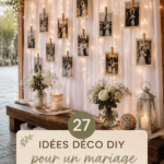 Décoration de mariage DIY fleurs naturelles et guirlandes lumineuses