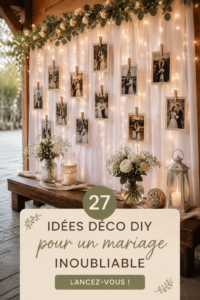Décoration de mariage DIY fleurs naturelles et guirlandes lumineuses