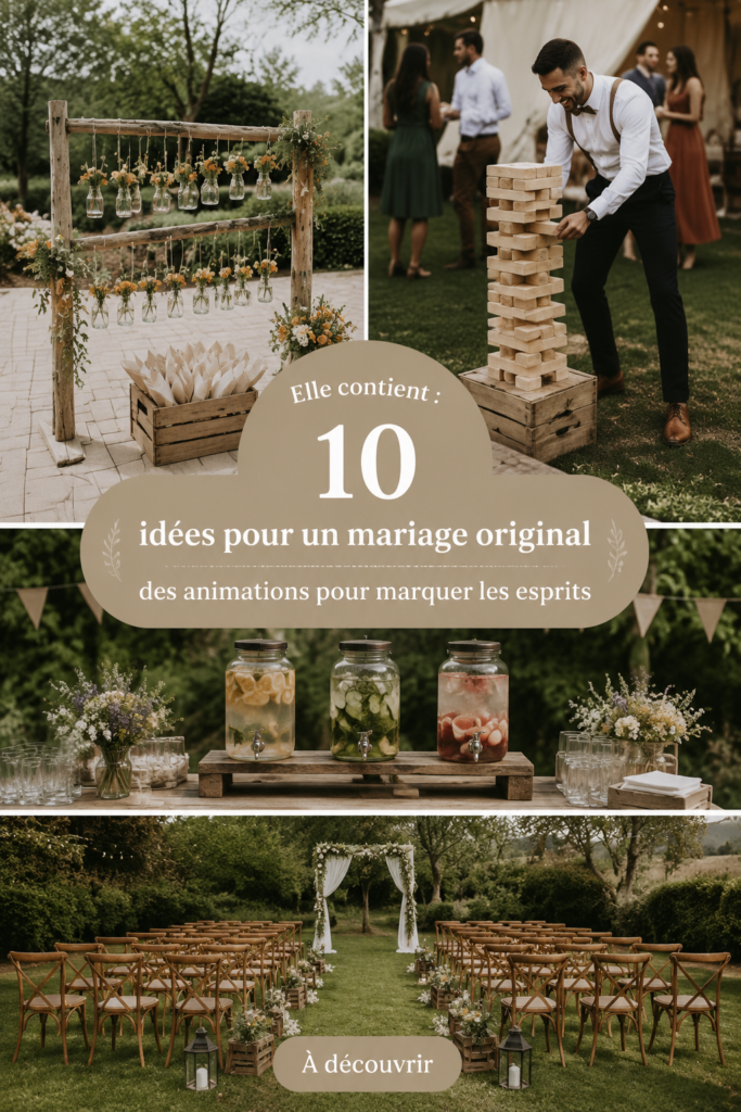 Animations originales pour un mariage illustrant des invités heureux et engagés.