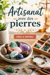 Une table avec divers projets d'artisanat en pierres naturelles