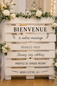 Autocollants personnalisés pour la décoration de mariage.
