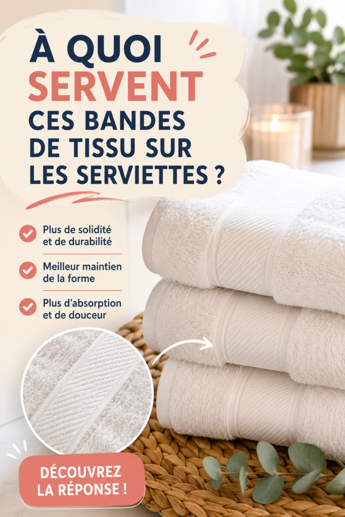 Présentation élégante de serviettes ornées de bandes de tissu lors d'un événement spécial.
