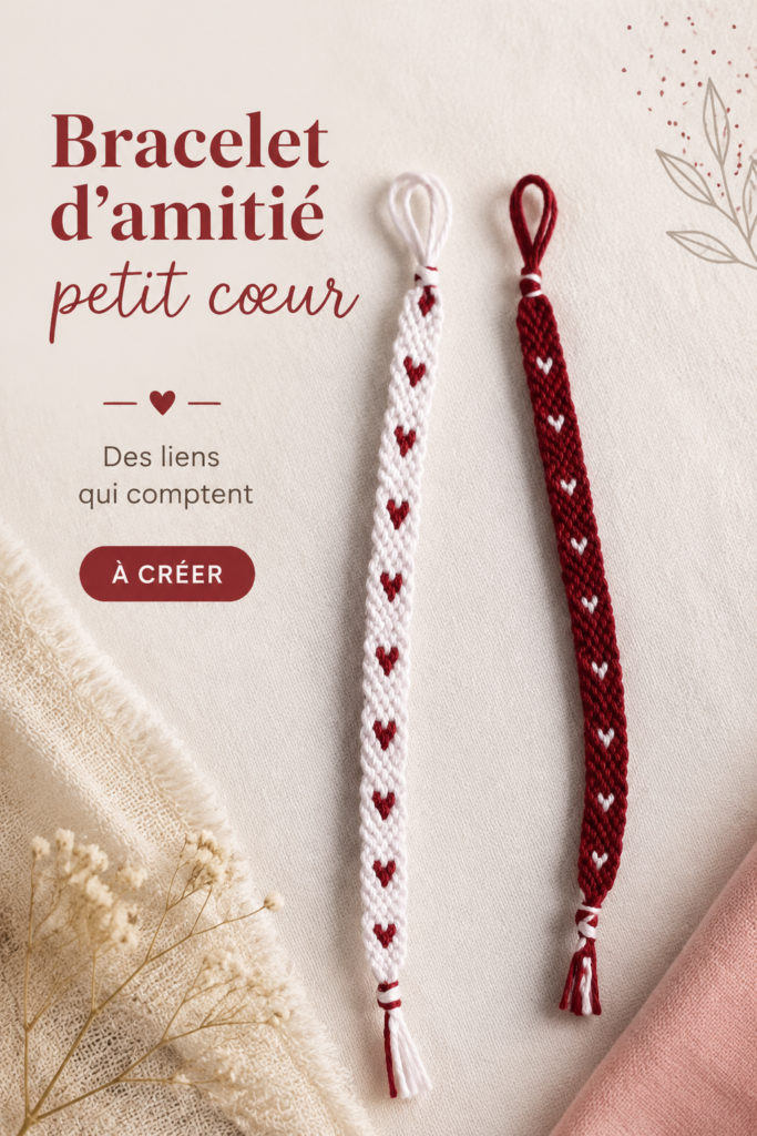 Bracelet d'amitié en cœur doré, symbole de lien et d'affection.