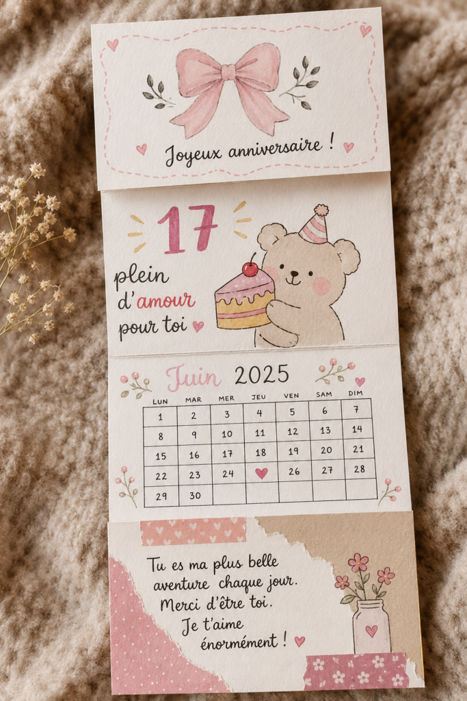 Un joli cadeau fait main sur une table, symbole d'amour et de créativité.