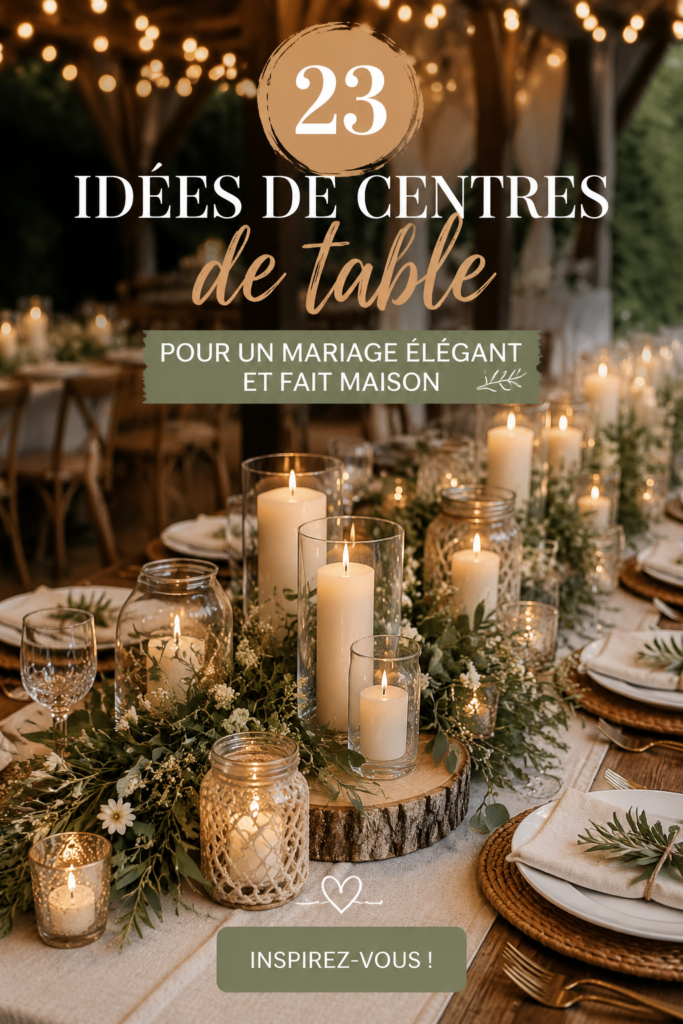 Centre de table DIY élégant pour un mariage, composé de fleurs et de bougies