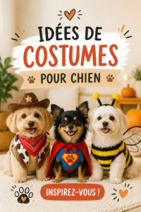 Un chien déguisé en super-héros pour Halloween, prêt à faire la fête.