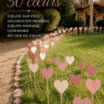 Une allée de mariage décorée avec des cœurs pour une ambiance romantique.