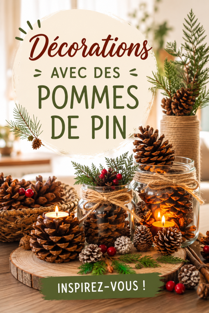 Décorations d'intérieur créatives avec des pommes de pin dans un salon