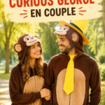 Couple déguisé en Curious George pour une soirée
