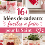 Un ensemble de cadeaux DIY faits main pour la Saint-Valentin, comprenant des objets créatifs et colorés.