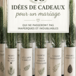 Idées de cadeaux de mariage personnalisés sur une table décorée