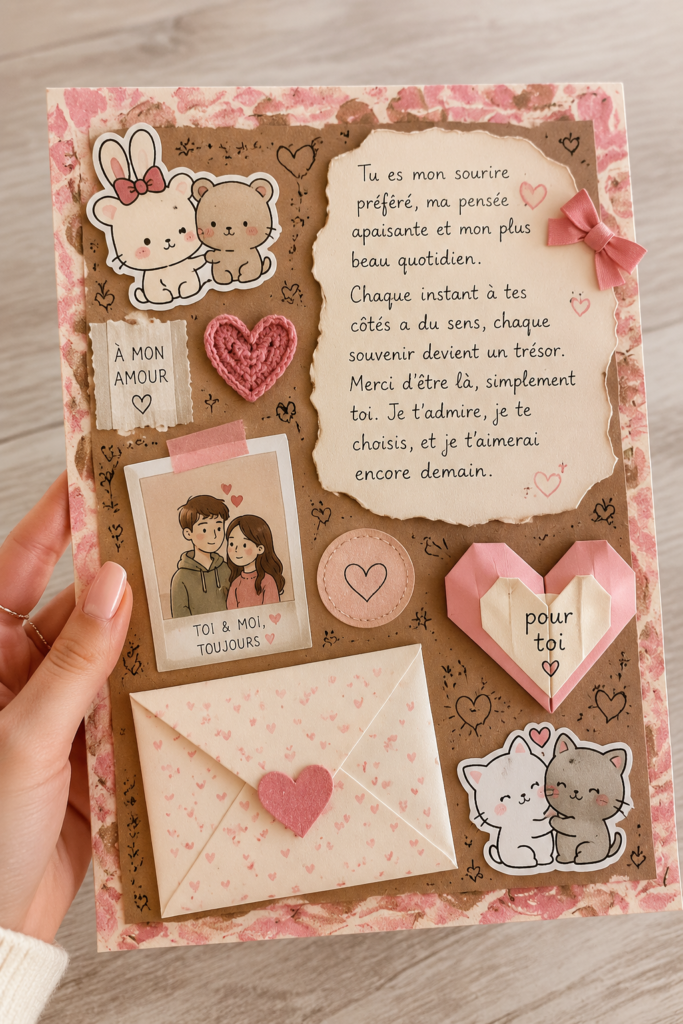 Idées de cartes personnalisées pour un compagnon, avec des éléments créatifs.