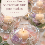 Centre de table de mariage floral et élégant avec des roses et des bougies.