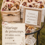 Décoration de mariage de printemps avec des fleurs colorées et une ambiance romantique.