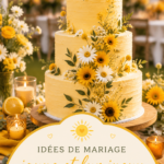 Un mariage lumineux avec des décorations en jaune éclatant sous le soleil.