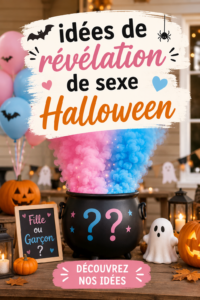 Fête d'Halloween thème révélation de sexe avec décorations créatives et joyeuses.