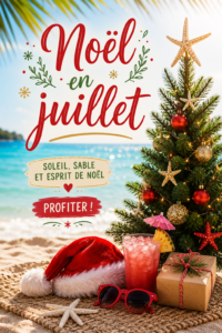 Une belle table décorée avec des éléments festifs pour un Noël en juillet