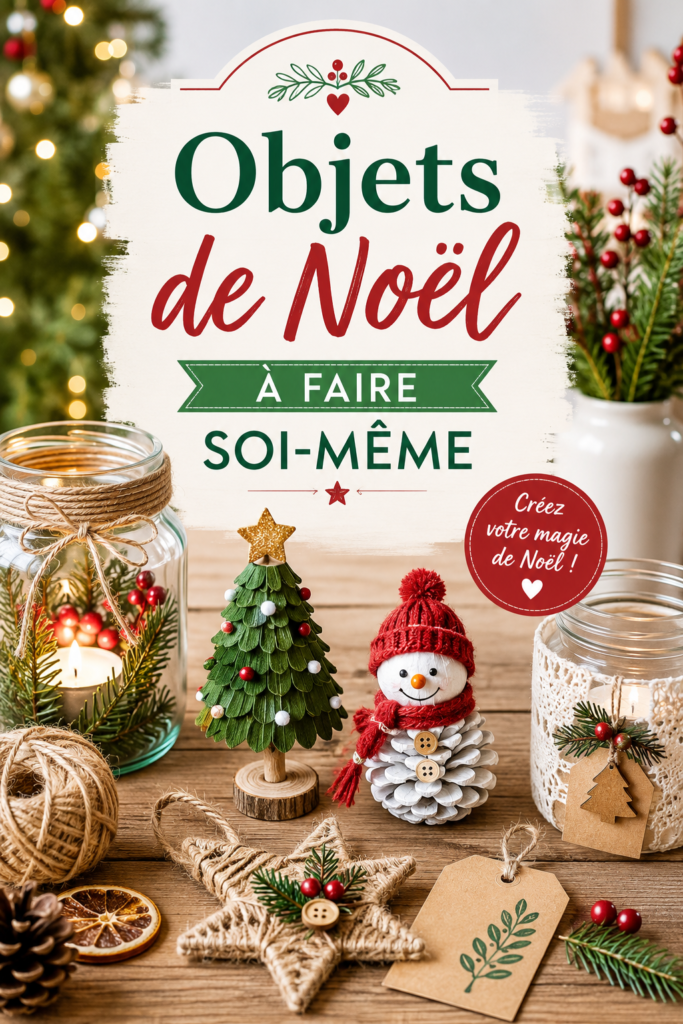 Décorations de Noël faits main sur une table