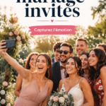 Photo d'invités d'un mariage, souriants et enjoués.