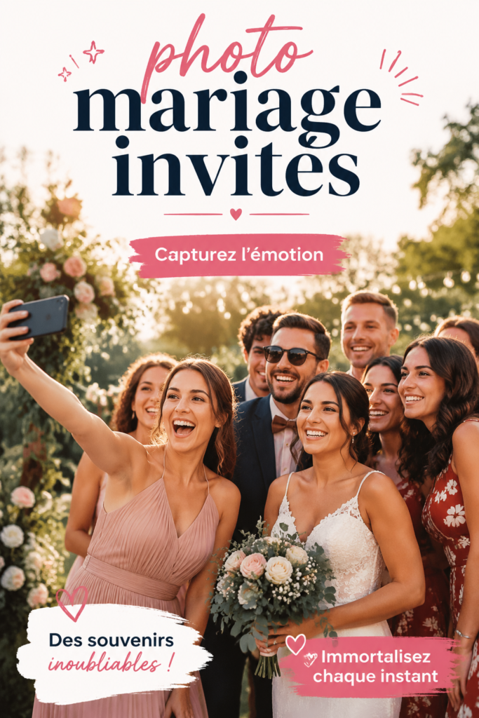 Photo d'invités d'un mariage, souriants et enjoués.