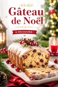 Un gâteau de Noël décoré avec des fruits et de la crème