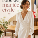 Une élégante robe de mariée civile en drap léger, idéale pour une cérémonie intime.