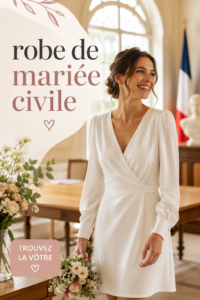 Une élégante robe de mariée civile en drap léger, idéale pour une cérémonie intime.