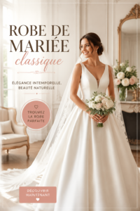 Robe de mariée classique sur cintre, élégante et raffinée, prête pour le grand jour.