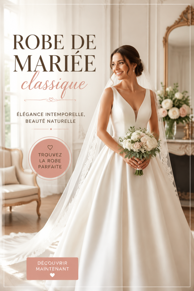 Robe de mariée classique sur cintre, élégante et raffinée, prête pour le grand jour.