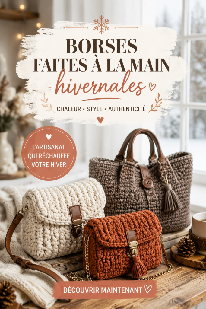 Un sac fait main en laine sur fond blanchi