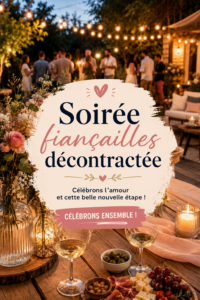 Couple heureux célébrant leurs fiançailles lors d'une soirée décontractée.