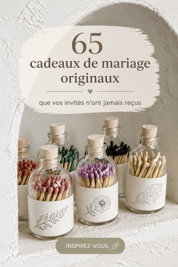 Exposition de souvenirs de mariage originaux sur une table décorée