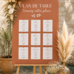 Sticker de plan de table de mariage décoré avec des motifs floraux