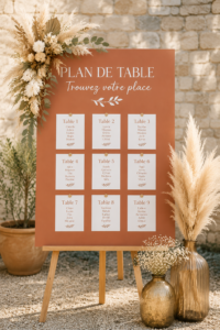 Sticker de plan de table de mariage décoré avec des motifs floraux