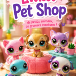 Collection variée de figurines Littlest Pet Shop sur une étagère colorée.